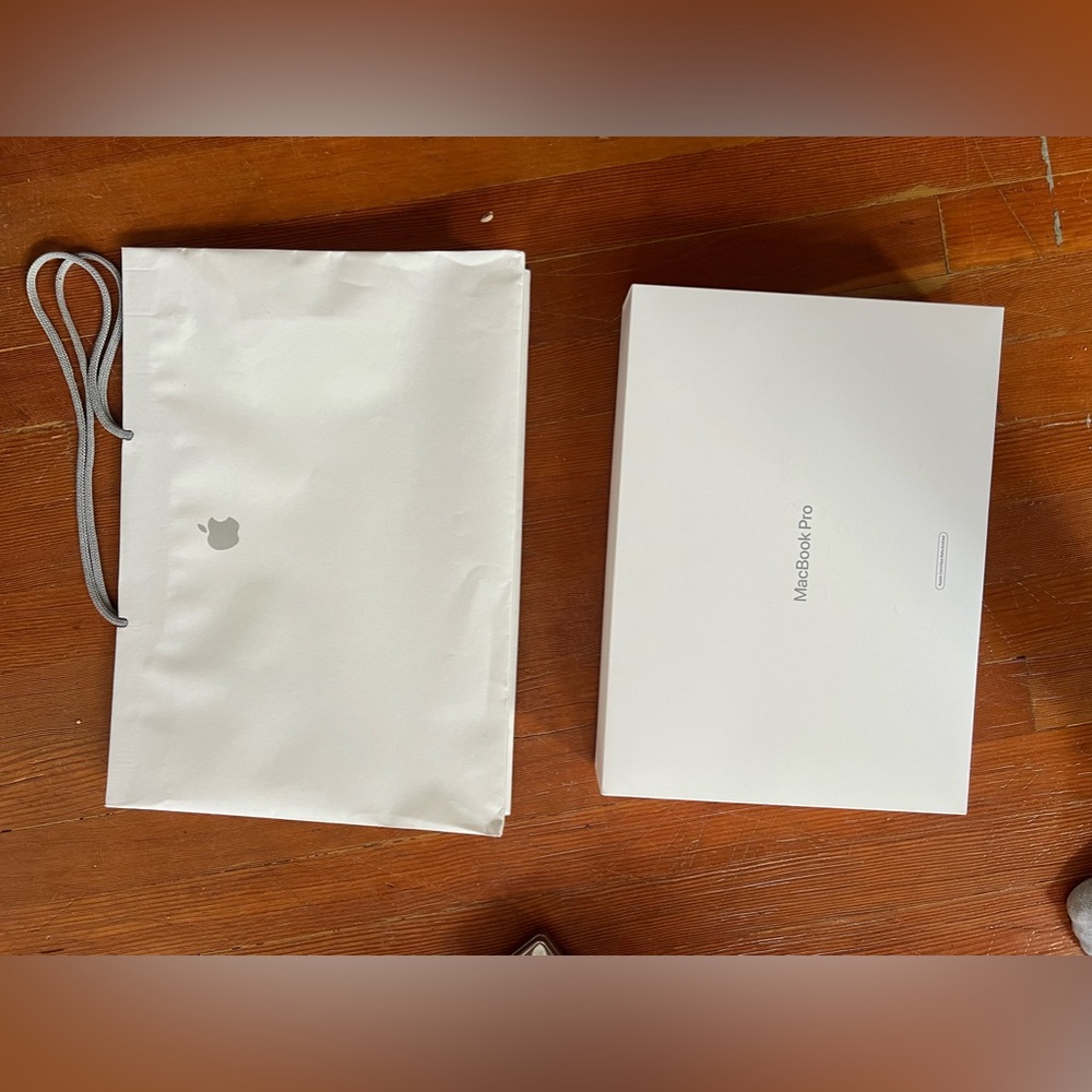 MacBook Pro bag and box